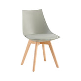 Scaun de bucatarie/dining gri deschis din PP si lemn cu perna moale din piele ecologica, Norse HARO